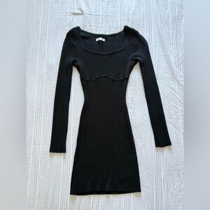 Hollister Black Ribbed Long Sleeve Dress